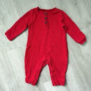Old Navy Red Waffle Knit Baby Onesie | Cozy Snap Bottom | Valentine’s Day Outfit